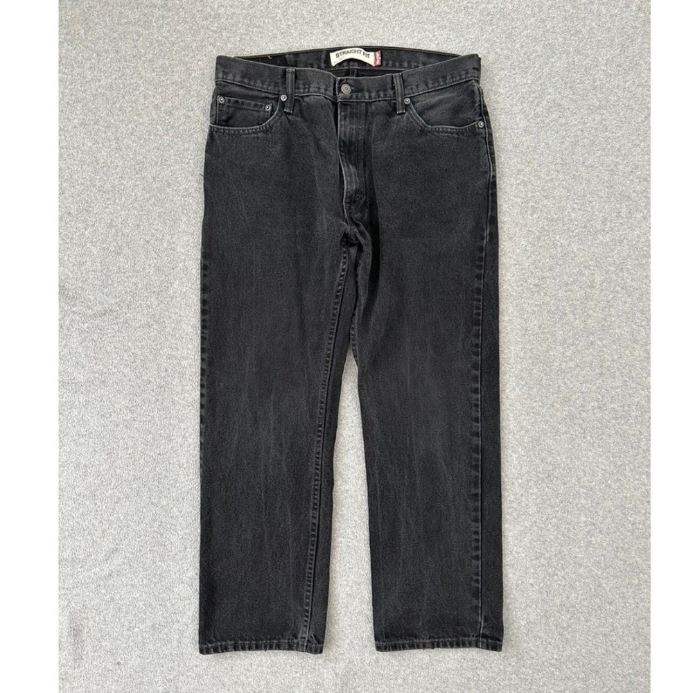 Levis 505 Straight Fit Jeans Mens 36x30 Faded Black Denim 100% Cotton Mexico Y2K